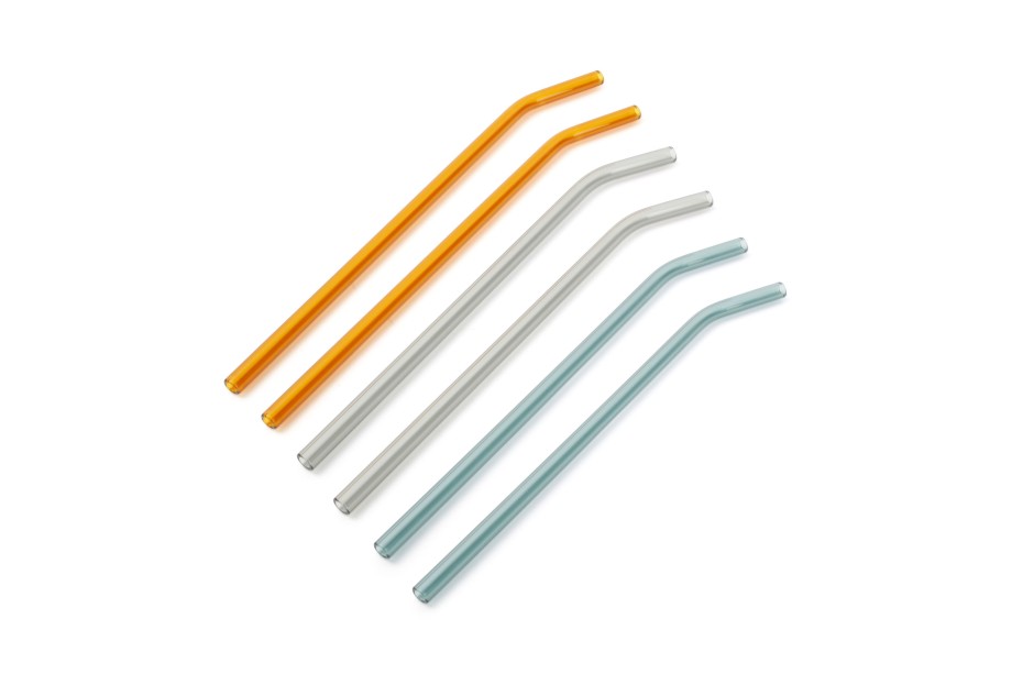 Drink & Bar ONA | Straw 20Cm 6 Pieces Nero Grey, Green, Orange