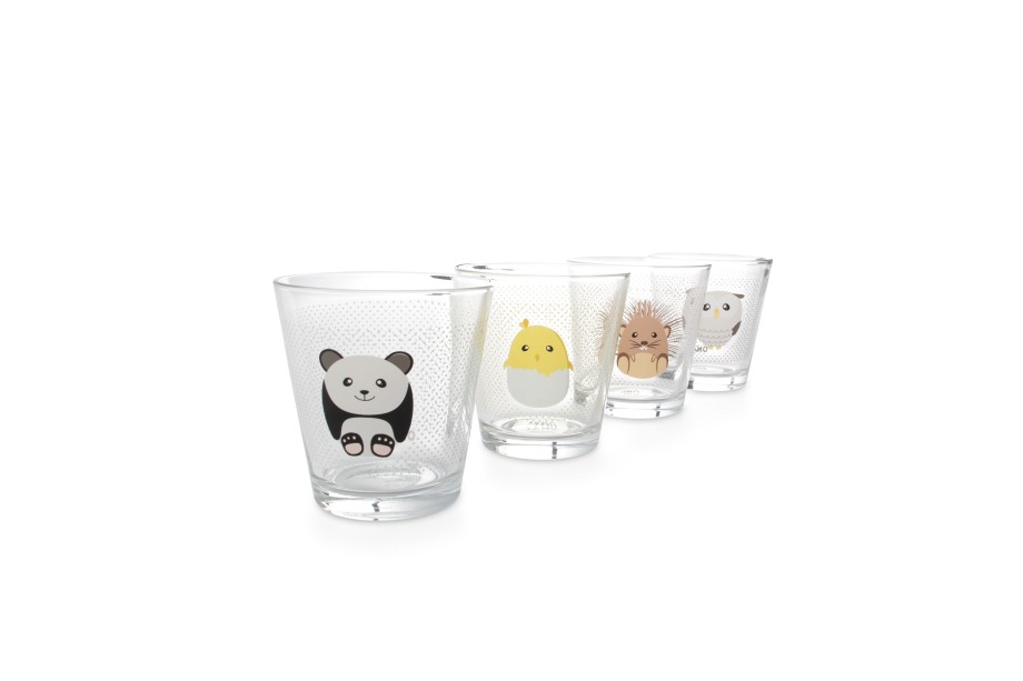 Drink & Bar ONA | Glass Set 26Cl 4 Pieces Kids Zoo Transparent