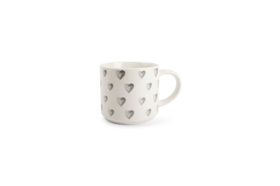 Coffee & Tea ONA | Mug 46Cl Little Hearts Grey Amor White