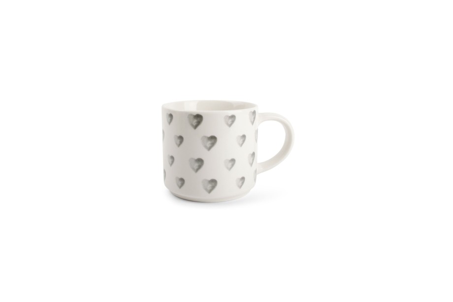 Coffee & Tea ONA | Mug 46Cl Little Hearts Grey Amor White